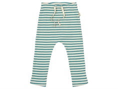 Turkis og råhvid stribet bukser fra Petit Piao PP313 turquoise dark off white